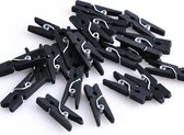 Knijpers - set van 100 mini knijpers zwart hout - decoratie - knutselen - kaarten en posters ophangen