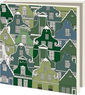 Kaartenmapje met env, vierkant: Zaanse huisjes, Laura van Dijk, Zaans Museum