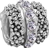 Quiges - 925 - Zilveren - Bedels -Sterling zilver - Beads - Bolletjes Patroon met Zirkonia Kraal Charm - Geschikt – voor - alle bekende merken - Armband Z410