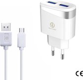 Chargeur Rico Vitello, chargeur domestique 2.4A et câble 1 mètre blanc, câble Micro USB, chargeur de travel , certificat CE
