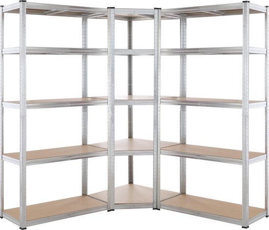 Armoire d' angle à Monzana - Set de 3 armoires - 15 étagères - Etagère de rangement