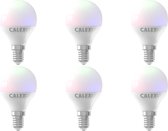 CALEX - LED Lamp 6 Pack - Smart Kogellamp - E14 Fitting - Dimbaar - 5W - Aanpasbare Kleur CCT - RGB - Mat Wit