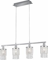 LED Hanglamp - Hangverlichting - Torna Pocino - E14 Fitting - 4-lichts - Rechthoek - Mat Chroom - Aluminium