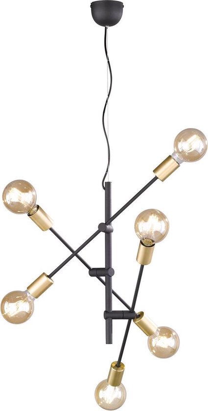 LED Hanglamp - Torna Ross - E27 Fitting - 6-lichts - Rond - Mat Goud - Aluminium