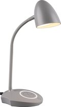 LED Tafellamp - Tafelverlichting - Torna Lida - 4W - Warm Wit 3000K - Rond - Mat Grijs - Kunststof