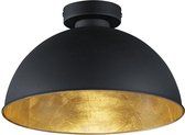 LED Plafondlamp - Plafondverlichting - Torna Jin - E27 Fitting - Rond - Mat Zwart - Aluminium