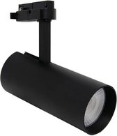 LED Railverlichting - Track Spot - Oficto - Dimbaar - 30W 1 Fase - Rond - Helder/Koud Wit 6000K - Mat Zwart Aluminium