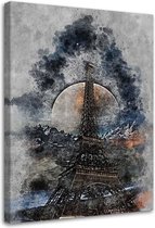 Schilderij Eiffeltoren, Parijs, 2 maten, grijs/blauw, Premium print