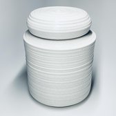 Crematie Urn White stripes wide, mat wit 13x13x15,5cm