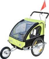 HOMCOM Fietskar EN hardloop buggy 2-in-1 zwart/groen