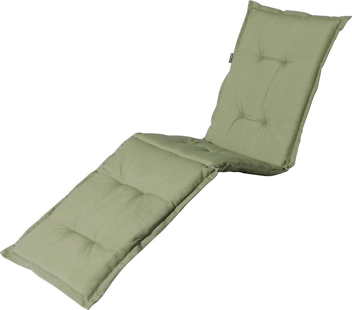 Comfortabel groen loungekussen van Madison voor ligbedden, 200 x 60cm, Panama Sage Groen, geschikt voor buiten.