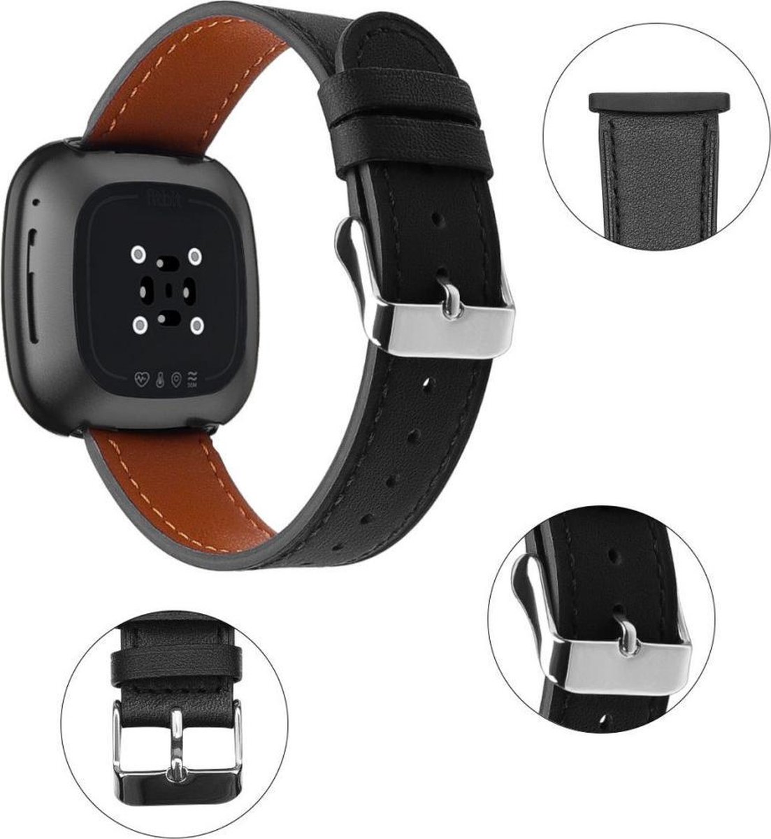 Luxe Lederen Armband Voor Fitbit Sense / Fitbit Versa 3