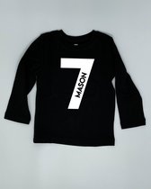 Shirt Cijfer met naam - Zwart, 146/152