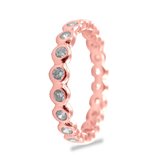 Silventi 943283876-54 Zilveren Ring - Dames - Zirkonia - Alliance - Rondom Gezet - 3,2 mm - maat 54 - Rhodium - Rosé Gold Plated (Verguld / Goud op Zilver)