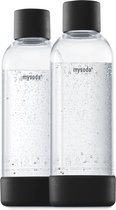 Mysoda - Set van 2 herbruikbare flessen van 1 liter - Black