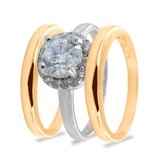 Silventi 943283868-54 Zilveren Ringen - Dames - 3 Ringen - Zirkonia - 8,8 mm - Glad - Los - Maat 54 - Rhodium - Gold Plated (Verguld / Goud op Zilver)