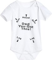 Baby rompertje wit met tekst Dad you got this. Baby tips voor vader papa pappa  0-6 maanden. Kraamcadeau jongen dochter zoon meisje