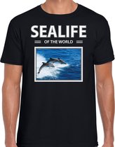 Dieren foto t-shirt Dolfijnen - zwart - heren - sealife of the world - cadeau shirt Dolfijnen liefhebber L
