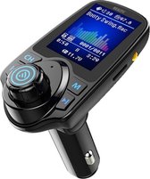 Healtic - Bluetooth FM Transmitter T11D (2020), 120 ° Rotatie Auto Radio Adapter CarKit met 4 Music Play Modes / Hands-free Bellen / TF Kaart / USB Auto Lader / USB Flash Drive / AUX Input / Output 1.44 inch LCD Display/ Bluetooth Carkit 5 in 1