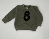 Sweater cijfer met naam - Leger groen, 62