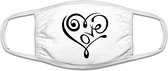 Love hartje | gezichtsmasker | bescherming | bedrukt | logo | Wit mondmasker van katoen, uitwasbaar & herbruikbaar. Geschikt voor OV