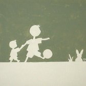 Toys Again.nl - Paneel Schilderij - Voetballen silhouet - Babykamer - Kinderkamer - Handgeschilderd - 30x30 cm.