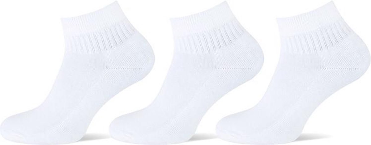 Teckel katoenen sneaker sokken met badstof zool 3 paar wit 40-46
