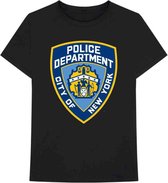 New York City Heren Tshirt -S- Police Dept. Badge Zwart