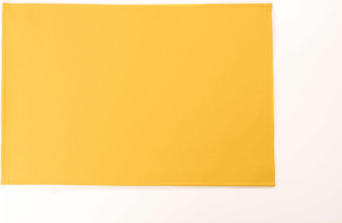 2x Monaco XL Placemat Sunglow Yellow - lederlook - Geel - rechthoek - Kunstleder - Extra grote placemat - 48x35cm
