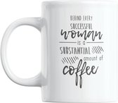 Studio Verbiest - Mok met tekst - Coffee / Koffie - Behind every succesful woman is a substantial amount of coffee  - 300ml