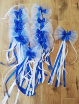 Autodeco.nl Tule Strikken met Blauwe Lint 10 stuks /Bruiloft Decoratie/ Bruiloft Versiering