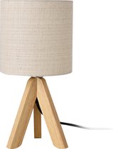 Tafellamp - Lamp hoogte 37,5 cm - Lampkap Ø 18 cm - Kleur beige & hout kleurig