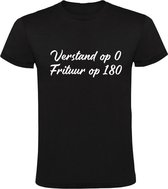 Verstand op 0, Frituur op 180 tekst  Heren t-shirt | eten | friettent | patat | niet nadenken | Zwart