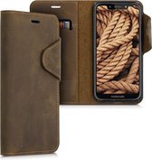 kalibri telefoonhoesje voor Motorola Moto G7 Play (EU-Version) - Hoesje met pasjeshouder en standaard - bruin - Wallet case