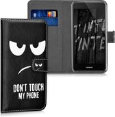 kwmobile telefoonhoesje voor Huawei Nova - Hoesje met pasjeshouder in wit / zwart - Don't Touch My Phone design