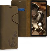 kalibri hoesje voor Sony Xperia 1 - leren hoes met pasjeshouder - Vintage Anker design - bruin