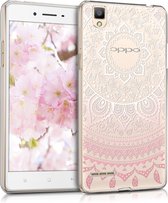kwmobile telefoonhoesje voor Oppo F1 - Hoesje voor smartphone in poederroze / wit / transparant - Indian Sun design