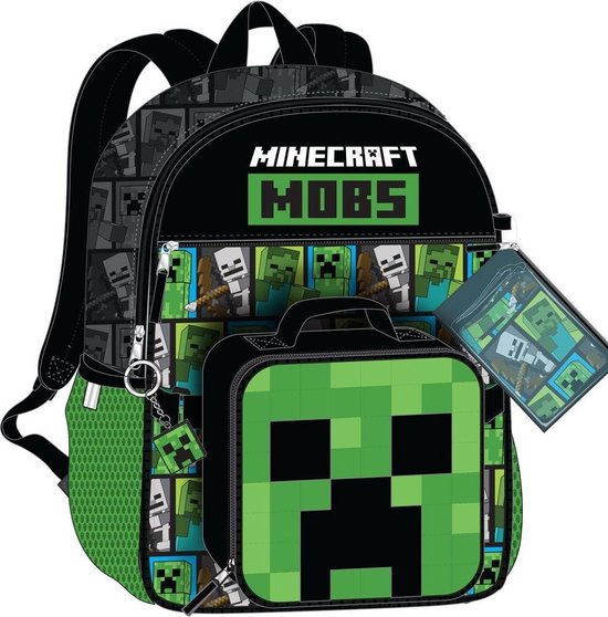 Minecraft - Mobs - Rugzak - Jongens - Hoogte 41cm - 5pieces
