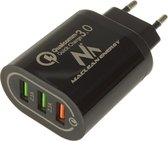 Maclean - USB-oplader / stekker - 3 USB - 5V / 2.1A - Zwart