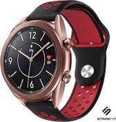 Siliconen Smartwatch bandje - Geschikt voor  Samsung Galaxy Watch 3 sport band 41mm - zwart/rood - Strap-it Horlogeband / Polsband / Armband