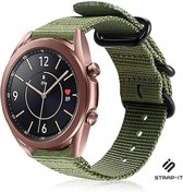 Nylon Smartwatch bandje - Geschikt voor  Samsung Galaxy Watch 3 - 41mm nylon gesp band - groen - Strap-it Horlogeband / Polsband / Armband