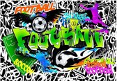 Fotobehang - Football Graffiti 200x140cm - Vliesbehang