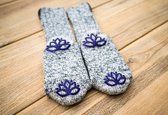 SOXS® Wollen dames sokken | SOX3114 | Grijs | Knie hoogte | Antislip 37-41 | Mystical purple label