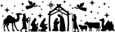Mint11 - Herbruikbare raamsticker Kerst -  Kersstal - Zwart - raamdecoratie - kerstdecoratie - aankleding raam - decoratie kerst -