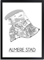 Almere stad Plattegrond poster A3 + Fotolijst Zwart (29,7x42cm) - DesignClaudShop