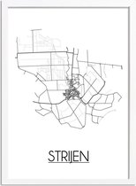 Strijen Plattegrond poster A3 + Fotolijst Wit (29,7x42cm) - DesignClaudShop