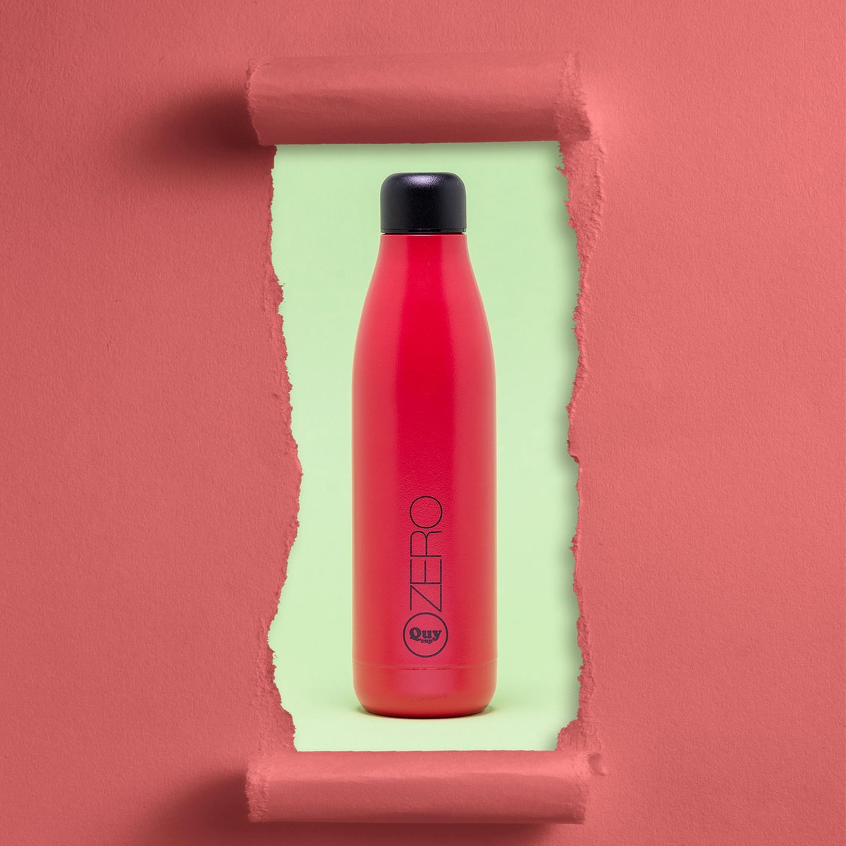 Quy Cup - 500ml Thermosfles “Reed” Rood 12 uur heet 24 uur koud herbruikbaar RVS fles (304)