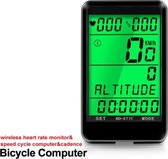 Fietscomputer LCD Waterdicht Draadloos Stopwatch Kilometerteller Snelheidsmeter cadans + hartslag meter set model 2021