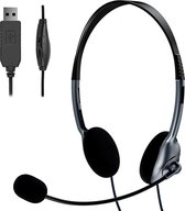 headset met microfoon - headset met microfoon for pc - pc-headset, USB-headset met microfoon, ruisonderdrukking en volumeregeling, computerchat-headset for Skype, webinars, Thuiskantoor,