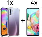 Samsung A32 5G hoesje shock proof case transparant - Samsung Galaxy A32 5G hoesje hoesjes cover hoes - Hoesje Samsung A32 - 4x Samsung A32 5G Screenprotector